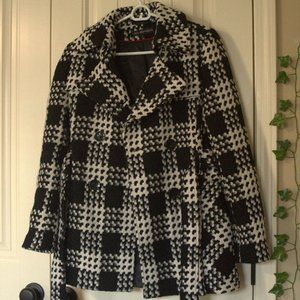 Via Spiga Houndstooth Wool Quilted Coat
